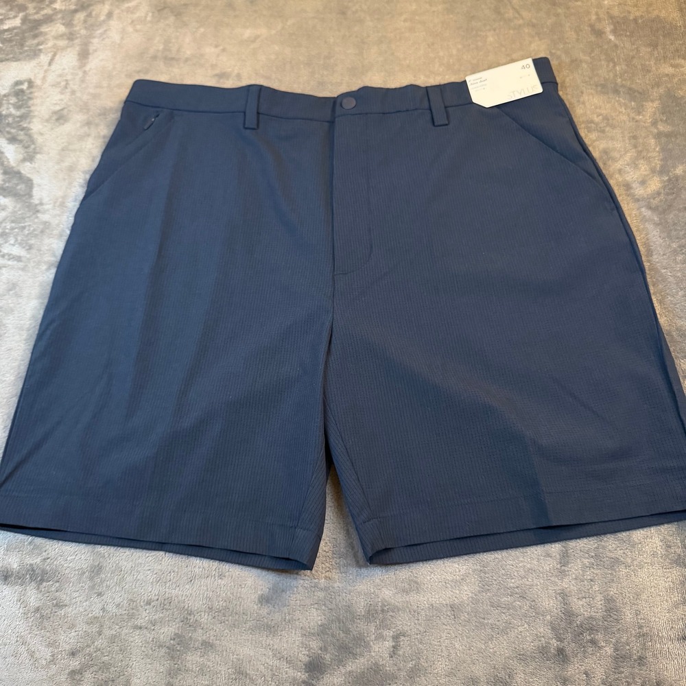 Stylus Navy Blue 8 Inch Inseam Chino Shorts Mens Size 40 Moisture Wicking NWT